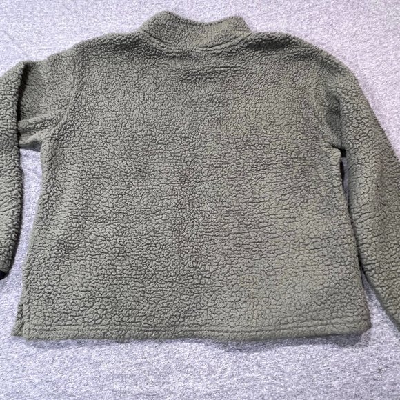 Victorias Secret PINK Olive Green Sherpa 1/4 Zip Pullover Jacket Sz Large - Picture 2 of 10